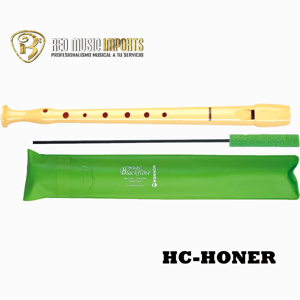 Flauta Hohner una pieza funda Verde Melody Sopran 1