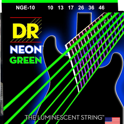 Cuerdas DR Neón verde para guitarra eléctrica NGE-10