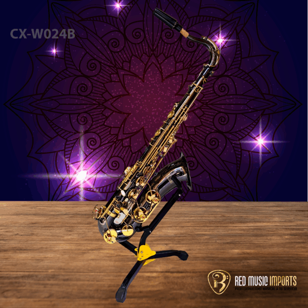 SAXOFÓN TENOR SEMIPROFESIONAL OLSO MILAN NEGRO CON DORADO CX‑W024B - Imagen 4