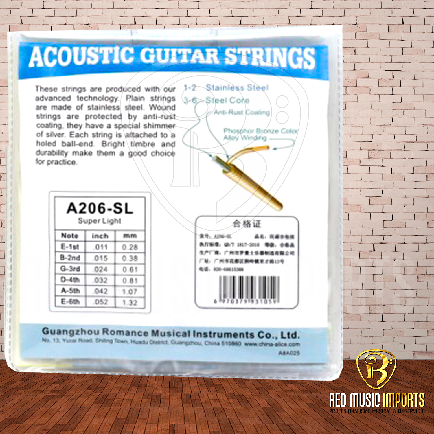 CUERDAS ALICE P/GUITARRA ACUSTICA METALICAS A206 - Imagen 3