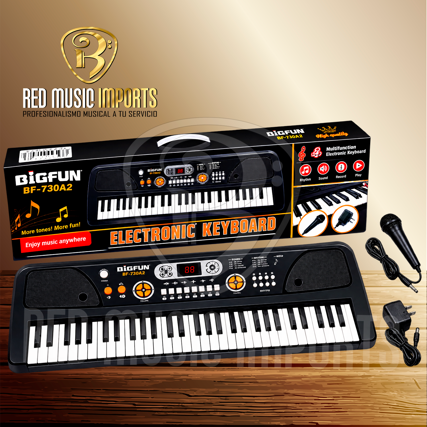 Teclado Electrónico BIGFUN BF-730A2 con Micrófono